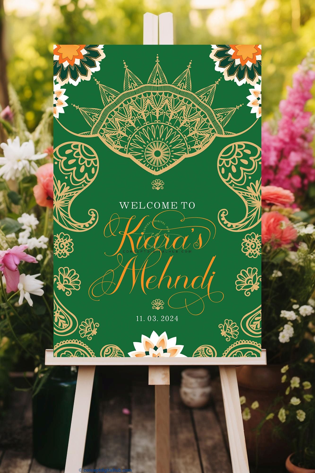 Green Mehndi Welcome Sign Board