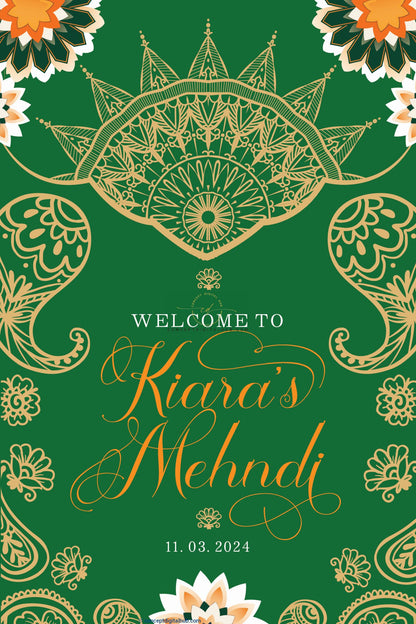 Green Mehndi Welcome Sign Board