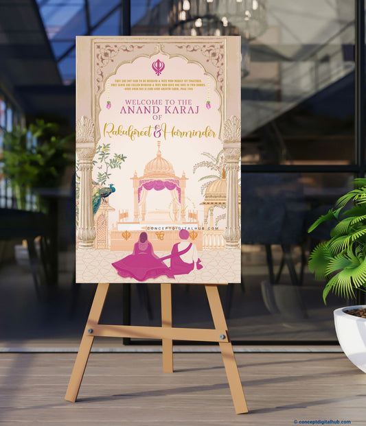 Vanilla Color Peacock Welcome Board for Anand Karaj