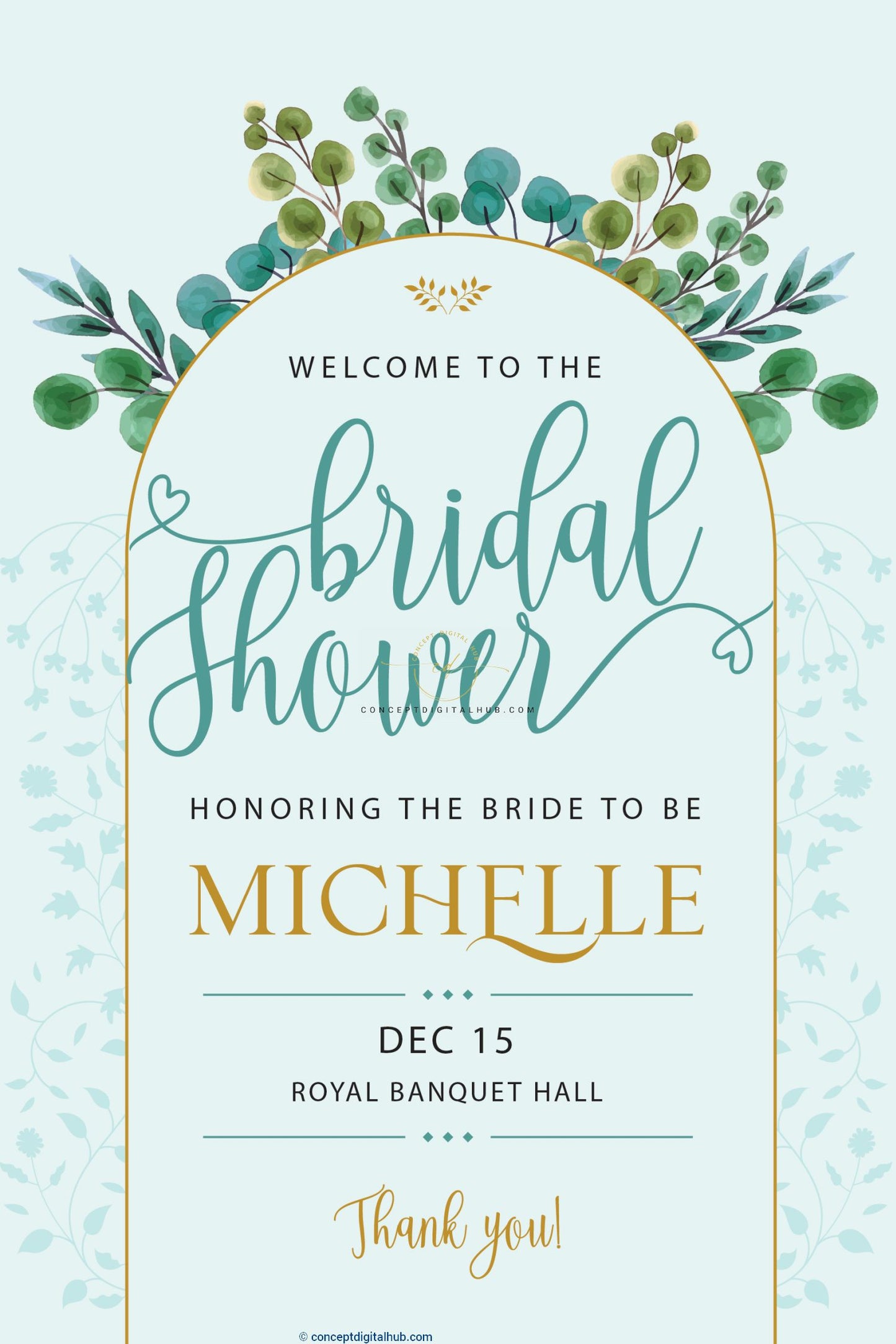 Green Leaves Bridal Shower Welcome Sign Board