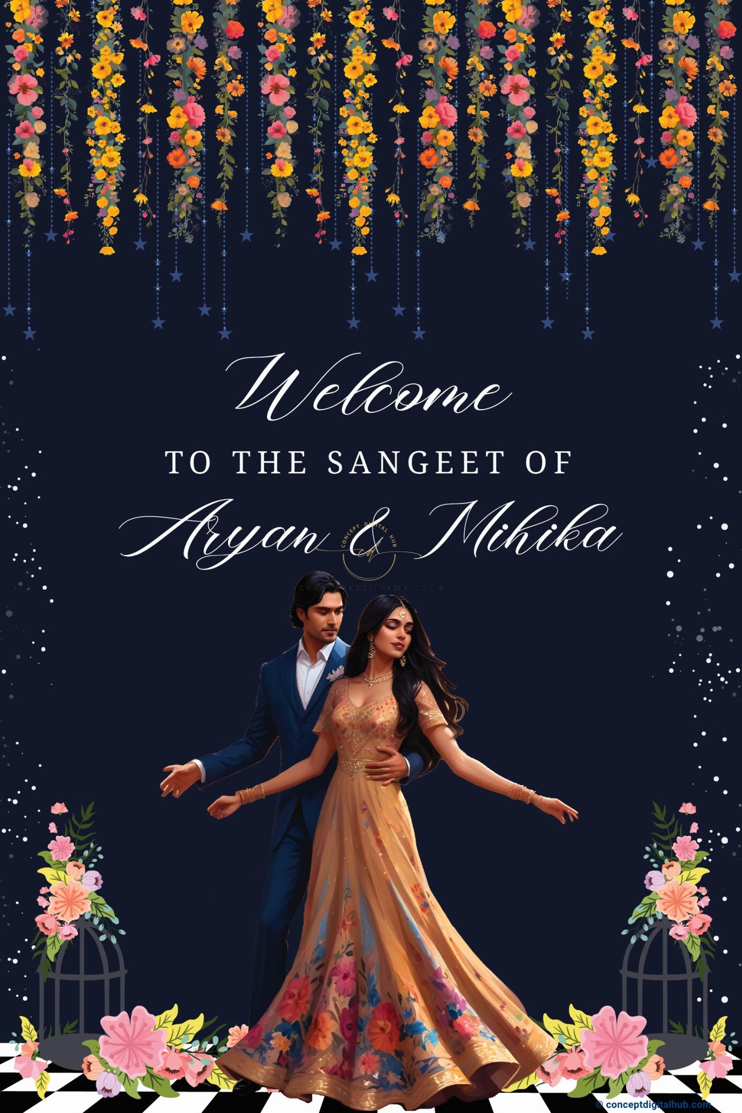 Blue Sangeet Welcome Sign Board