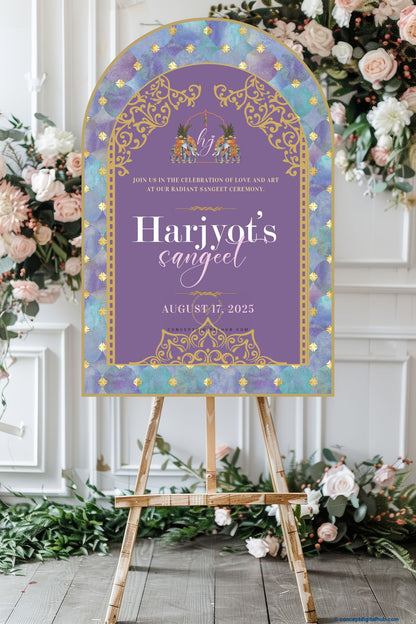 Dusty Purple Color Elephant Sign Welcome Board for Sangeet