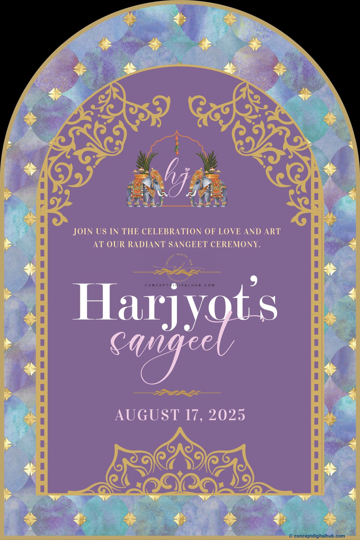 Dusty Purple Color Elephant Sign Welcome Board for Sangeet