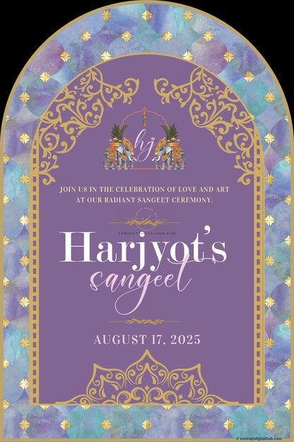 Dusty Purple Color Elephant Sign Welcome Board for Sangeet