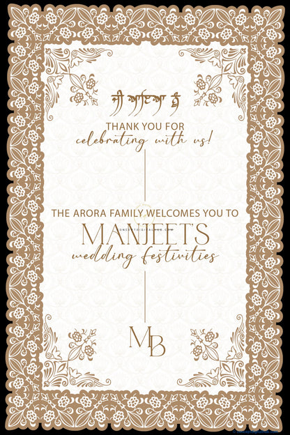 Ceramic Color Lace Pattern Welcome Board for Wedding Week