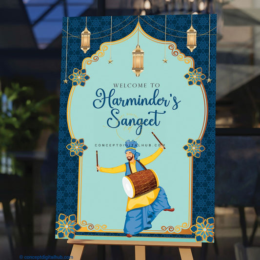 Blue Teal Sangeet Welcome Sign Board