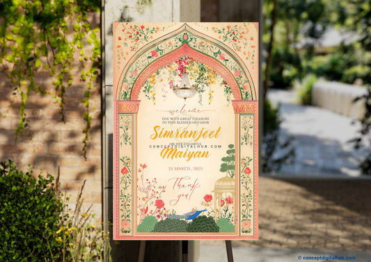 Dairy Cream Color Floral Welcome Board for Maiyan