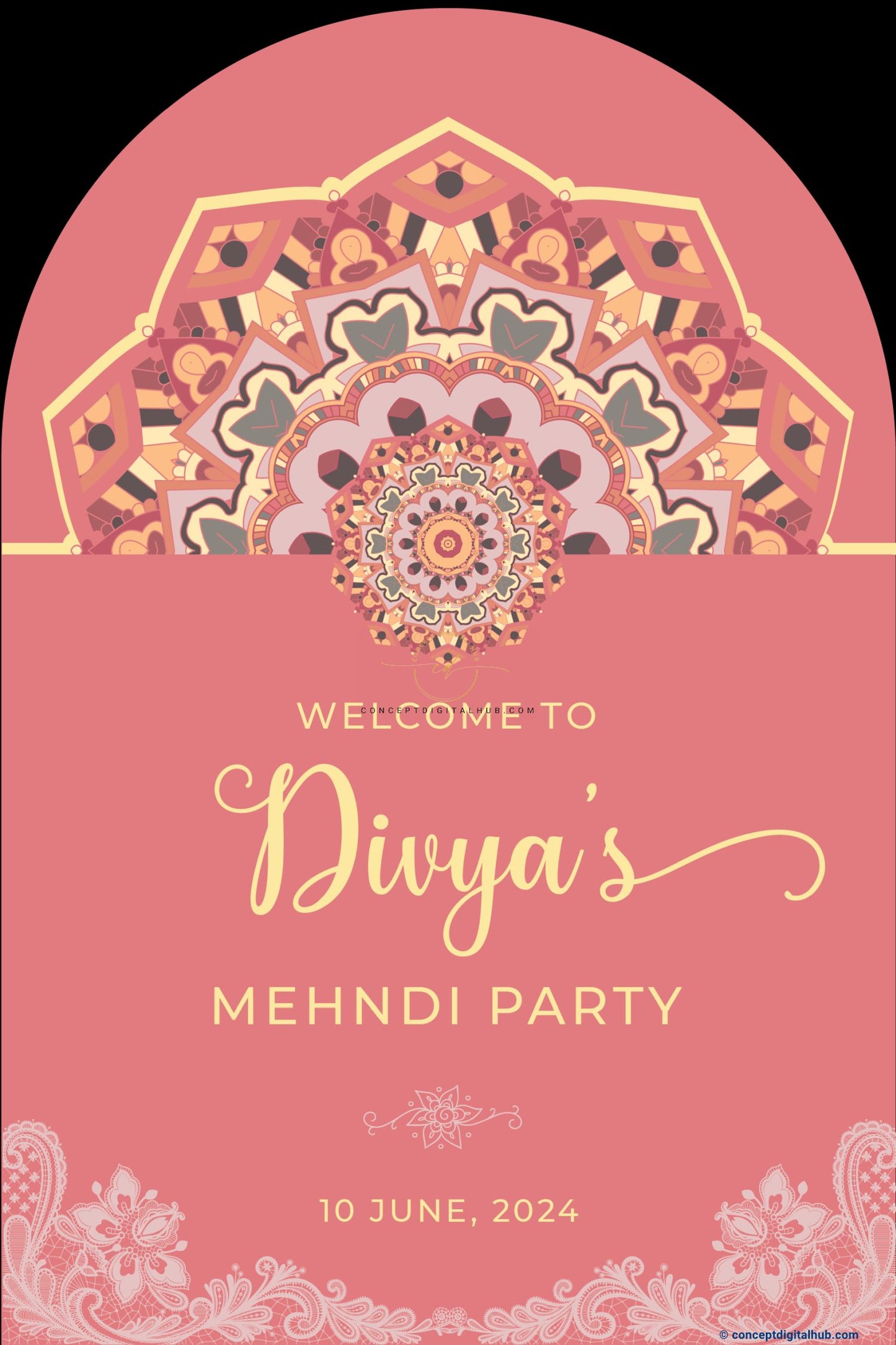 Elegant Mehndi Welcome Sign Board