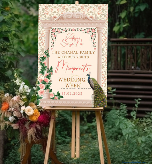 Vanilla Color  Welcome Board for Wedding Week