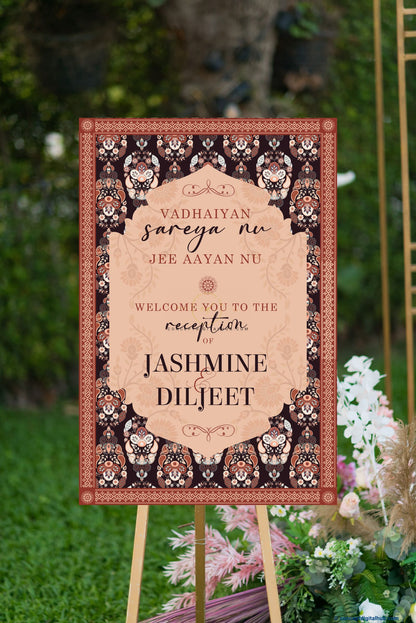Brandy Color Motifs Design Welcome Board for Wedding Week