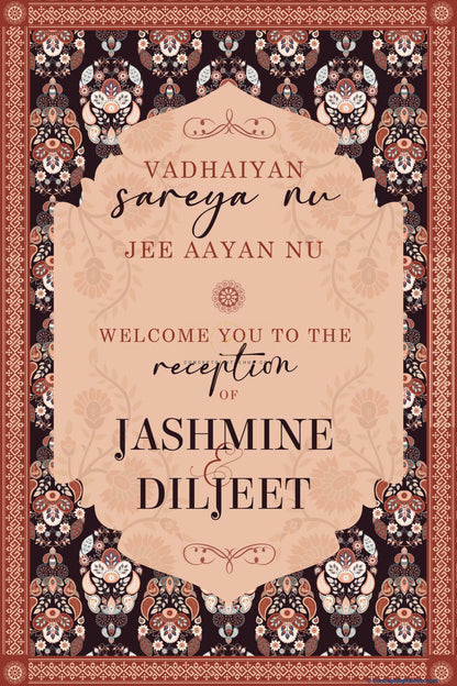 Brandy Color Motifs Design Welcome Board for Wedding Week
