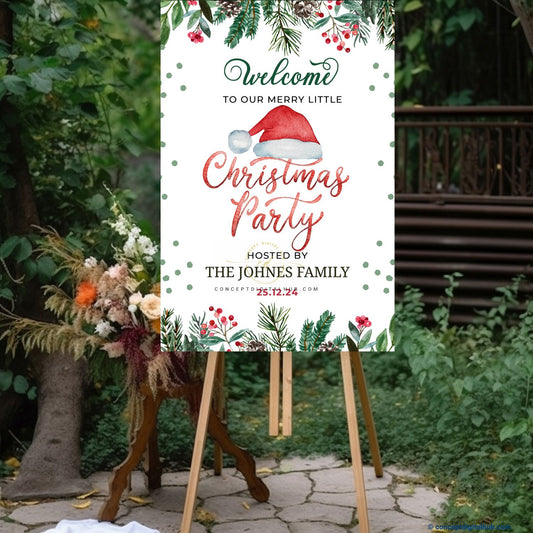 Green Color Hat Welcome Sign Board for Christmas