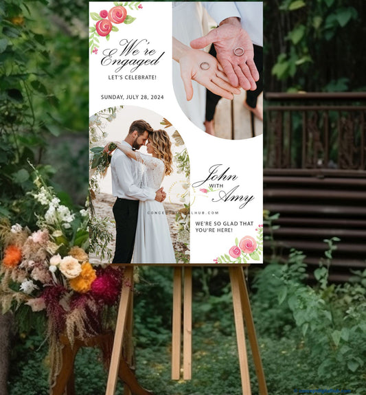 White Engagement Welcome Sign Board