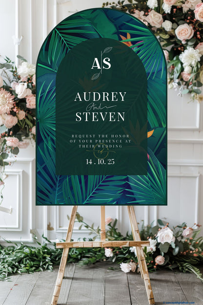 Elephant Color Palm Leaf Welcome Board for Wedding Week
