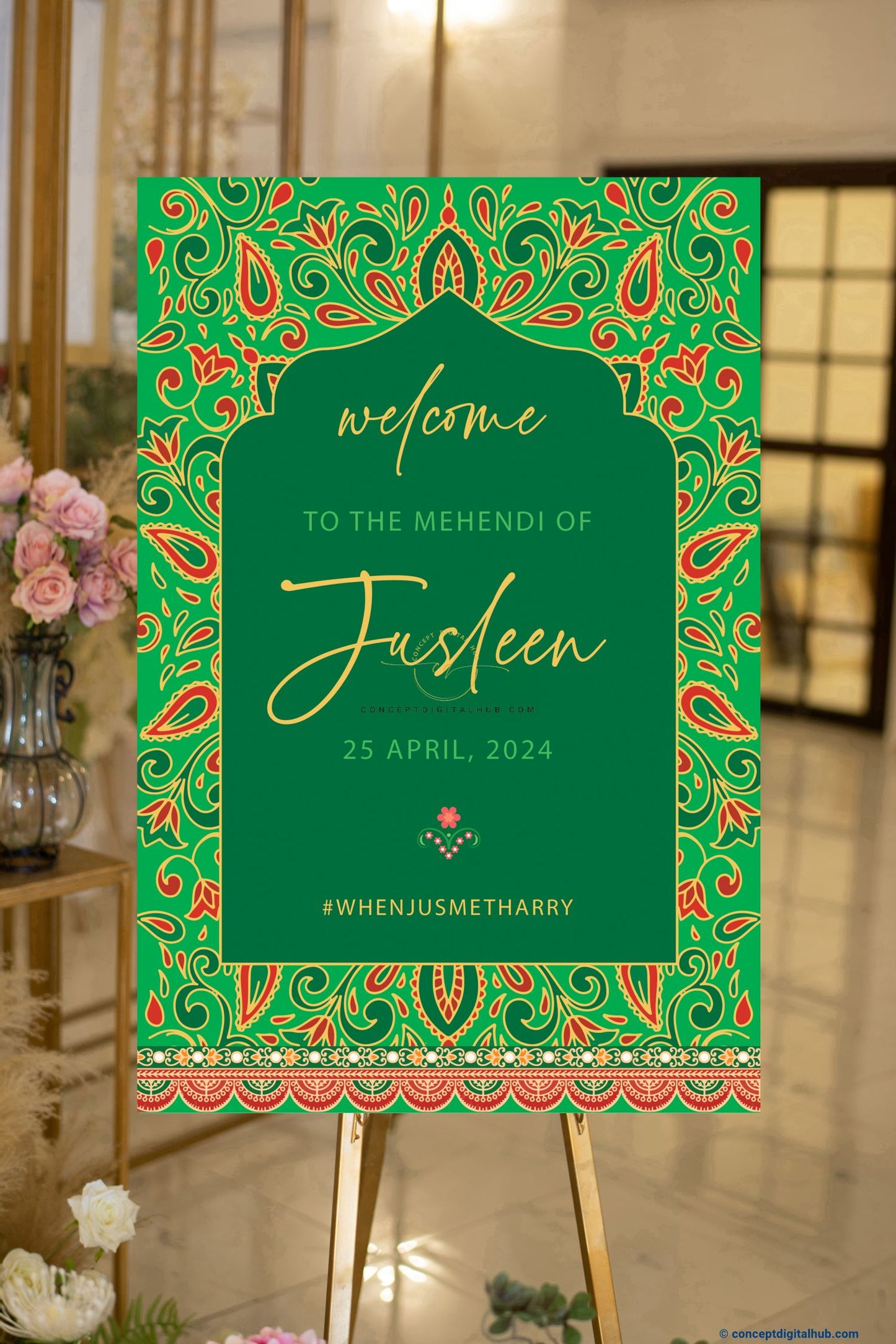 Pastel Welcome Sign Board For Mehndi