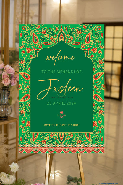 Pastel Welcome Sign Board For Mehndi