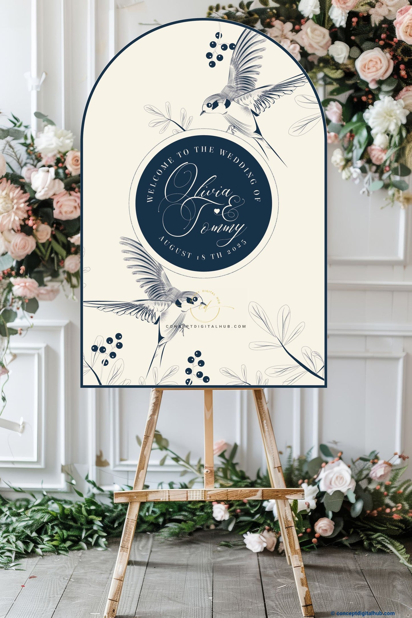 Linen Color Bird Sign Welcome Board for Wedding
