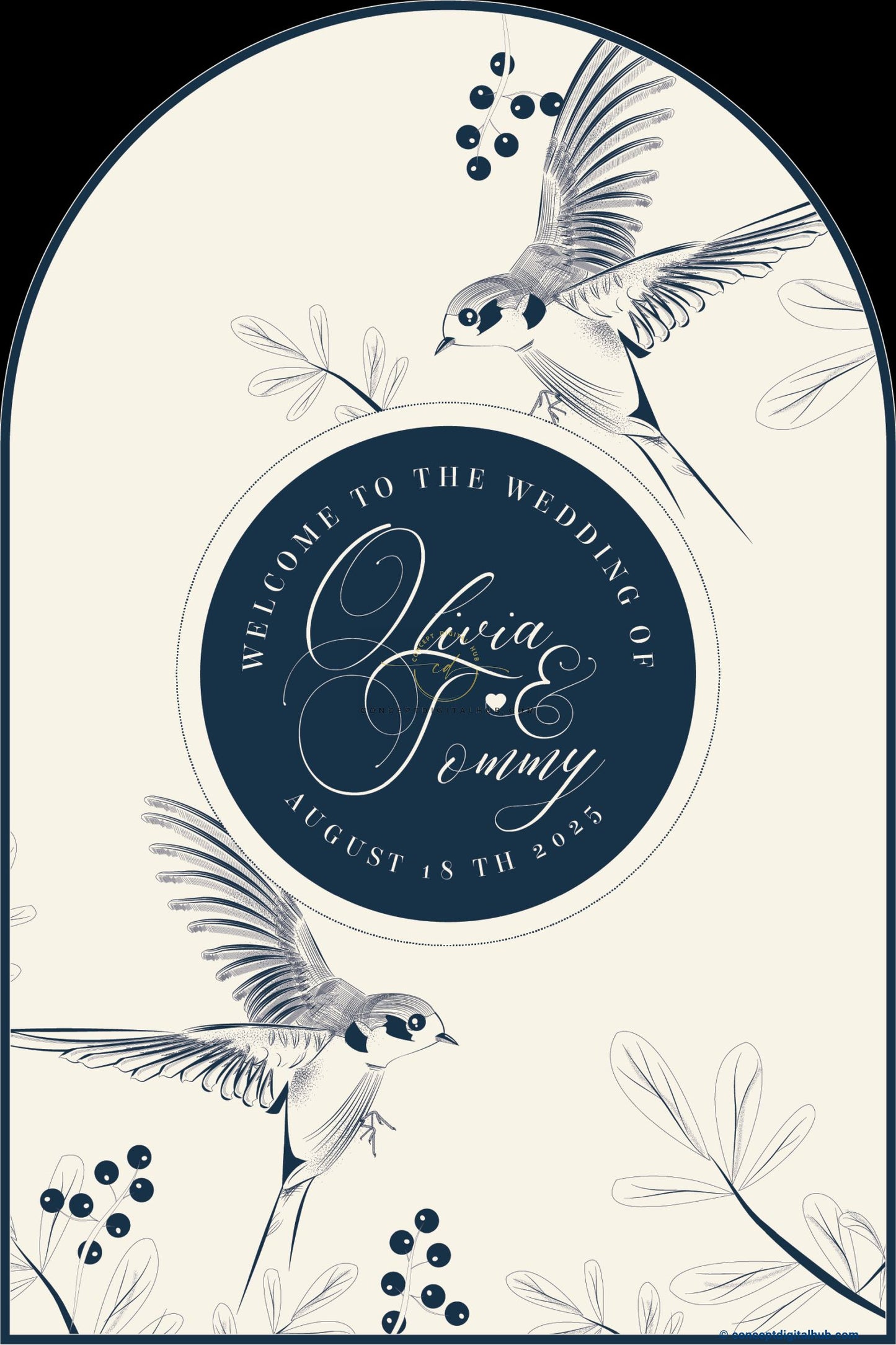 Linen Color Bird Sign Welcome Board for Wedding