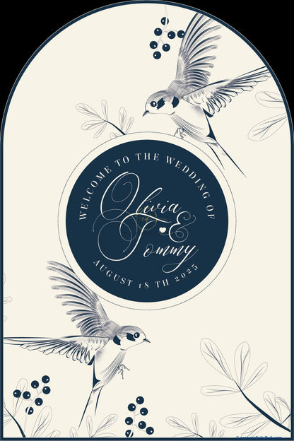 Linen Color Bird Sign Welcome Board for Wedding