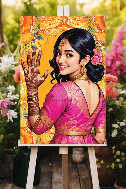 Stunning Desi Girl Fusion Welcome Sign Board