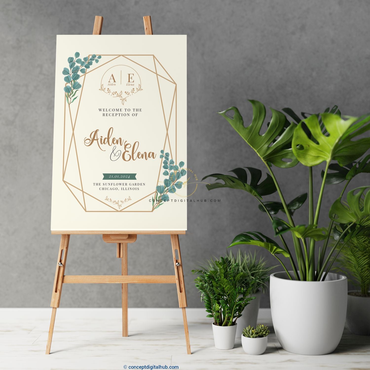 Modern Reception Welcome Sign Board – Concept Digital Hub