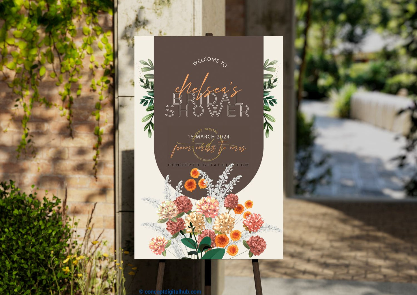 Brown Bridal Shower Welcome Sign Board