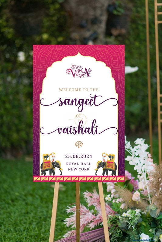 Mughal Theme Sangeet Welcome Sign Board