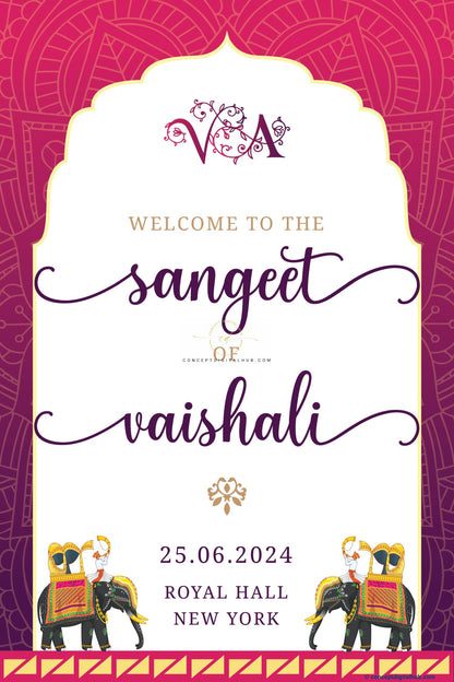 Mughal Theme Sangeet Welcome Sign Board