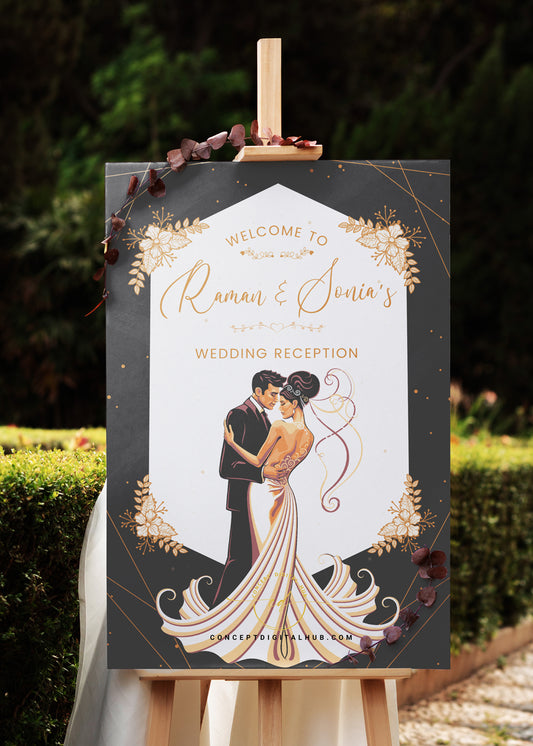 Wedding Reception Welcome Sign Black Theme