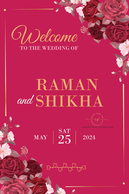 Welcome To Wedding Board Rose Pink