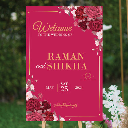 Welcome To Wedding Board Rose Pink