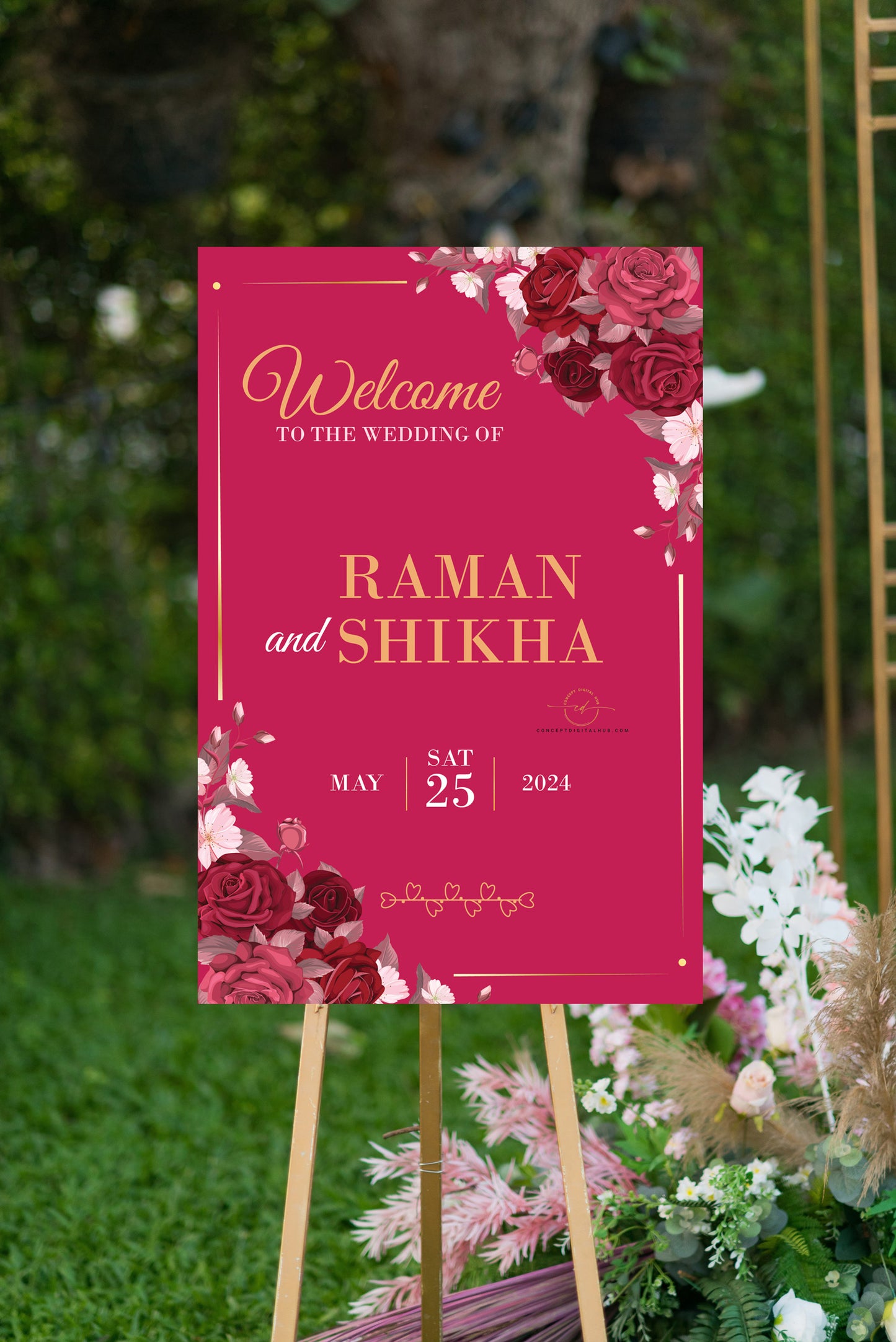 Welcome To Wedding Board Rose Pink