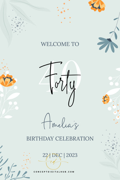 Teal Color Birthday Welcome Board