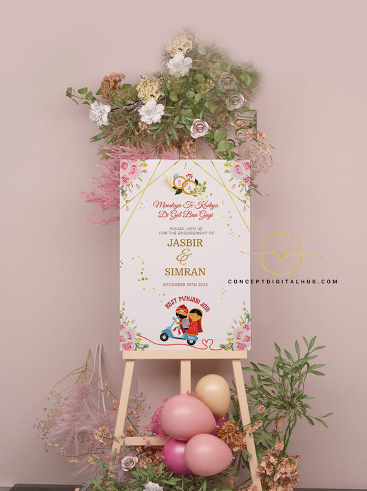 Best Punjabi Jodi Engagement Board